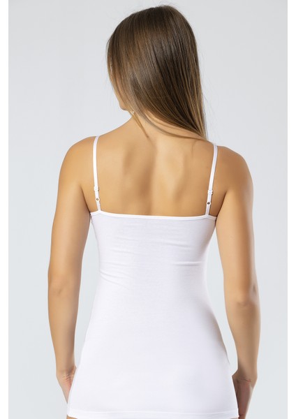 915 Beyaz Kadın Likralı Pamuklu Uzun Askılı Atlet modelleri