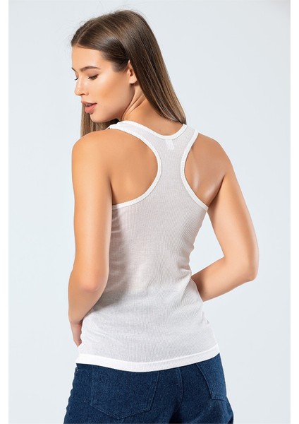 900 Ekru Kadın Viskon Sporcu Body