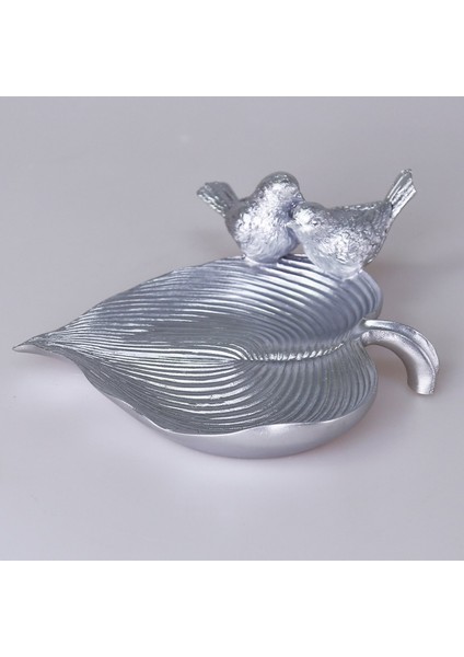 Dekoratif Kuşlu Tabak Gümüş