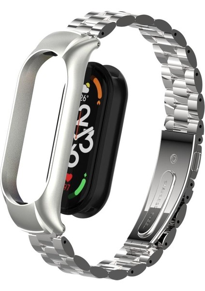 Mi Band 7 Uyumlu Baklalı Model Metal Kordon & Kasa Koruma 2 In 1 Paslanmaz Çelik Kayış fiyatları