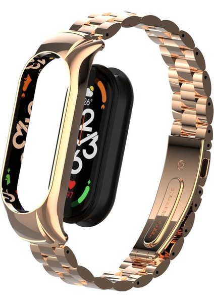 Mi Band 7 Uyumlu Baklalı Model Metal Kordon & Kasa Koruma 2 In 1 Paslanmaz Çelik Kayış fiyatları