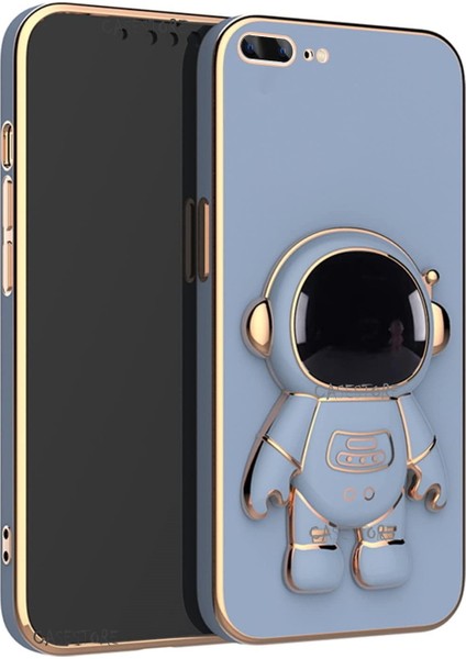 Iphone Se 2020 Uyumlu Kılıf Kamera Lens Korumalı Astronut Standlı 6d Sevimli Parlak Gold Kenarlı Altın Şerit Işlemeli Silikon Gezegen Uzay Yeni Moda Astronot