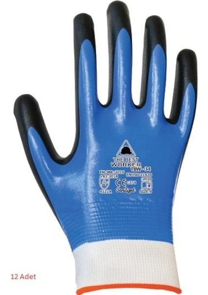 TBW34 Çift Kaplı Mavi Eldiven - Yağ Eldiveni