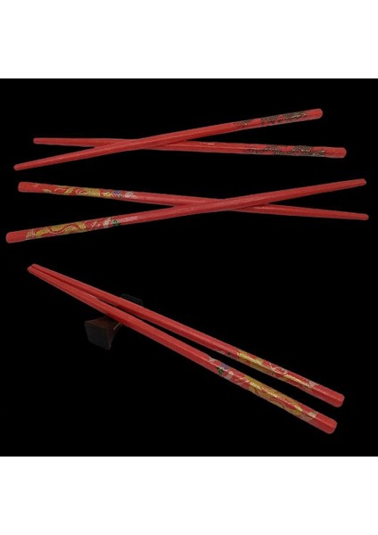 Chopstick Yemek Çubuğu Haşi Kırmızı 2 Çift Orijinal Desenli