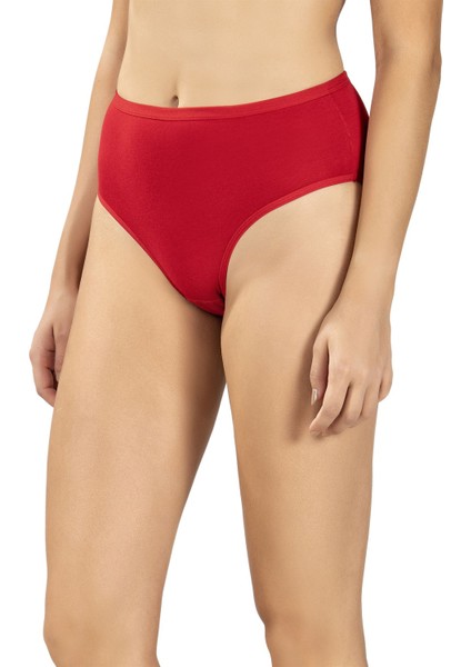 Kadın Kırmızı 12'li Pamuklu Likralı Yüksek Bel Külot 652 fiyatları