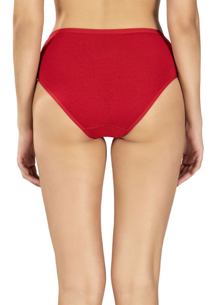 Kadın Kırmızı 12'li Pamuklu Likralı Yüksek Bel Külot 652 modelleri