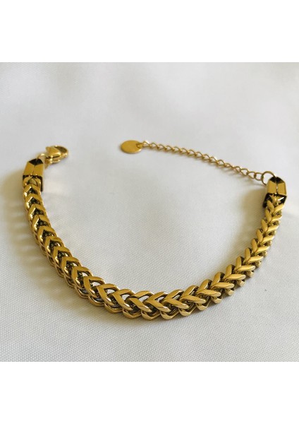 316L Çelik Zincir Bileklik 23 cm Gold