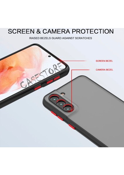 Samsung Galaxy S21 Fe Uyumlu Kılıf Kamera Lens Korumalı Arkası Mat Şeffaf Silikon Tuşlar Renkli Military
