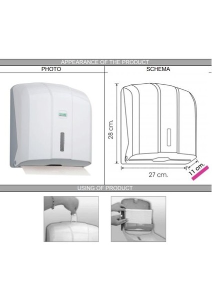 Vialli KH300 Z Katlı Kağıt Havlu Dispenseri 300'lü Beyaz fiyatları