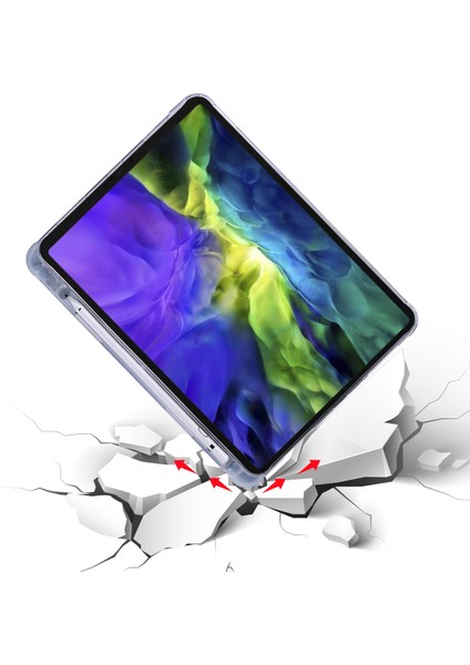 Kny Samsung Galaxy Tab S7 T870 Için Kalemlikli Standlı Arkası Silikon Trifolding Kılıf