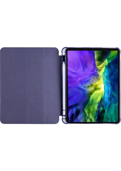 Kny Samsung Galaxy Tab S7 T870 Için Kalemlikli Standlı Arkası Silikon Trifolding Kılıf