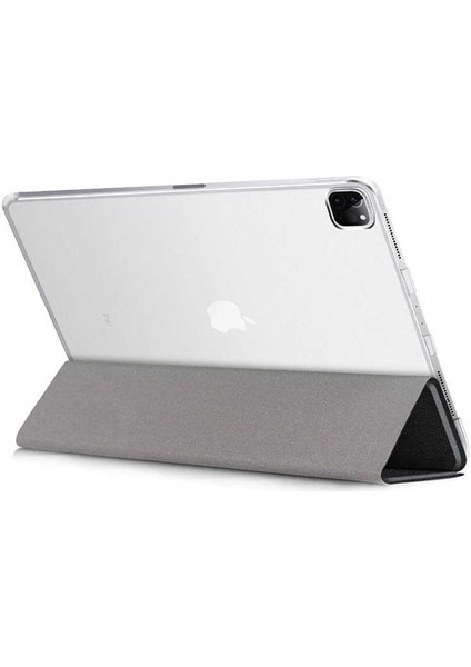 Kny Apple Ipad 9.7 2017 Kılıf Standlı Kapaklı Arkası Şeffaf Sert Smart Case Kırmızı