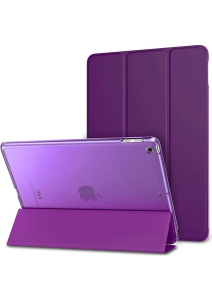 Kny Apple Ipad 10.2 Kılıf Standlı Kapaklı Arkası Şeffaf Sert Smart Case Mor