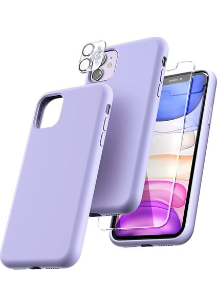 Iphone 11 Lansman Silikon Kılıf Içi Kadife Telefon Uyumlu Çentikli Ekran Koruyucu Kamera Koruyucu 3lü Set