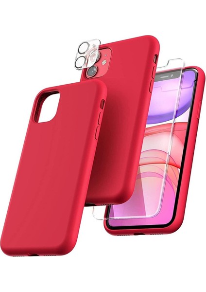 Iphone 11 Lansman Silikon Kılıf Içi Kadife Telefon Uyumlu Çentikli Ekran Koruyucu Kamera Koruyucu 3lü Set