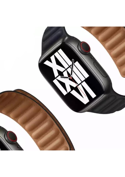 Apple Watch Uyumlu 7 45 mm Manyetik Baklalı Deri Kayış Kordon modelleri