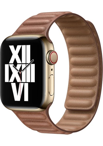 Apple Watch Uyumlu 7 45 mm Manyetik Baklalı Deri Kayış Kordon