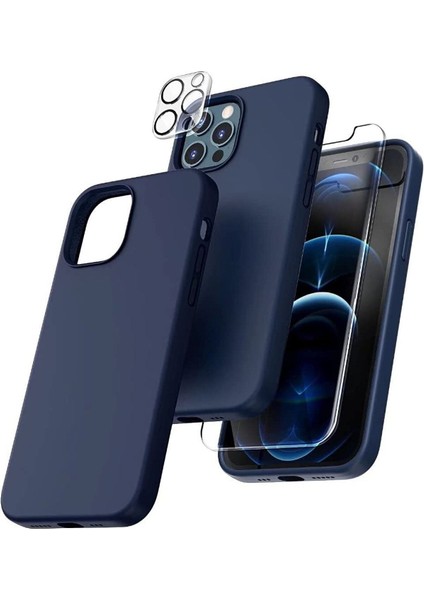 Iphone 12 Promax Lansman Silikon Kılıf Içi Kadife Telefon Uyumlu Çentikli Ekran Koruyucu Kamera Koruyucu 3lü Set