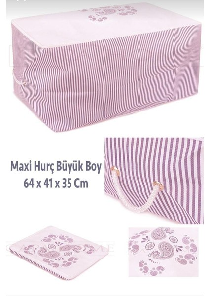 Violet Büyük Boy Mavi Çizgili Baskılı Yorgan Hurcu 35 x 41 x 64 cm