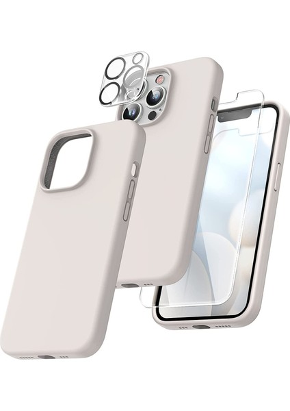 Iphone 13 Pro Lansman Silikon Kılıf Içi Kadife Telefon Uyumlu Çentikli Ekran Koruyucu Kamera Koruyucu 3lü Set