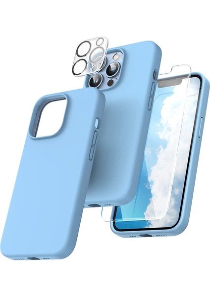 Iphone 13 Pro Lansman Silikon Kılıf Içi Kadife Telefon Uyumlu Çentikli Ekran Koruyucu Kamera Koruyucu 3lü Set