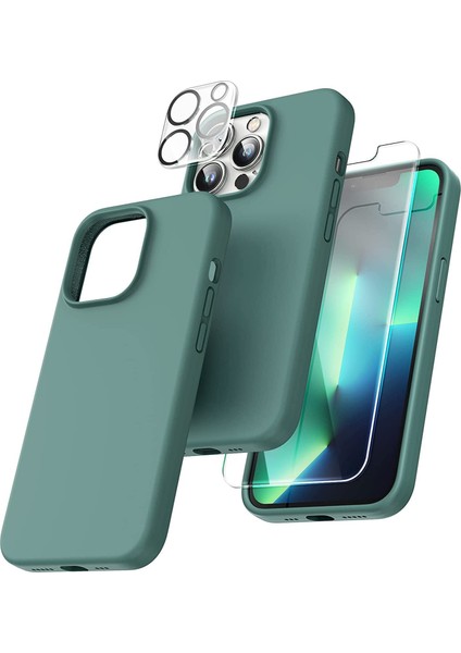 Iphone 13 Pro Lansman Silikon Kılıf Içi Kadife Telefon Uyumlu Çentikli Ekran Koruyucu Kamera Koruyucu 3lü Set