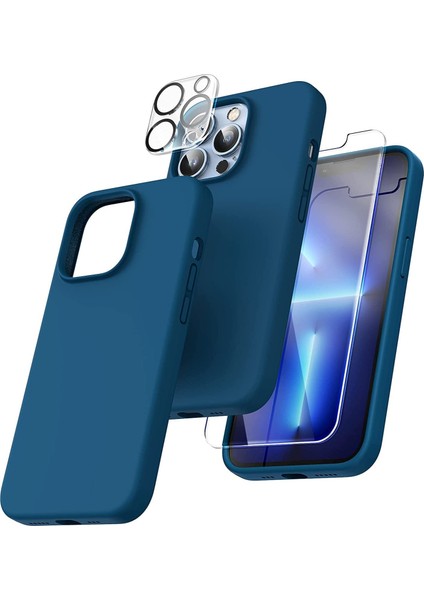 Iphone 13 Promax Lansman Silikon Kılıf Içi Kadife Telefon Uyumlu Çentikli Ekran Koruyucu Kamera Koruyucu 3lü Set