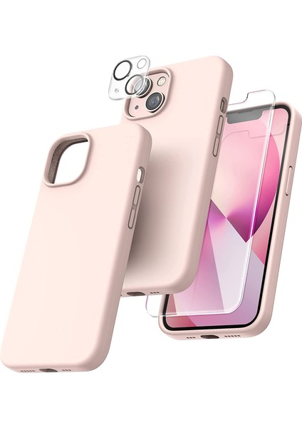 Iphone 13 Lansman Silikon Kılıf Içi Kadife Telefon Uyumlu Çentikli Ekran Koruyucu Kamera Koruyucu 3lü Set