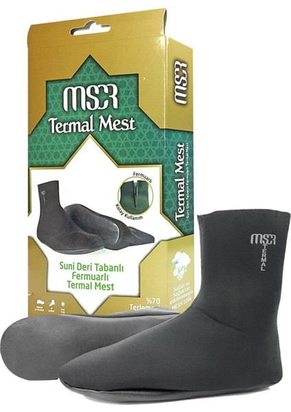 Mest - Kışlık Mest - Termal Mest - Mscr Suni Deri Tabanlı Fermuarlı Mest - 36 Numara