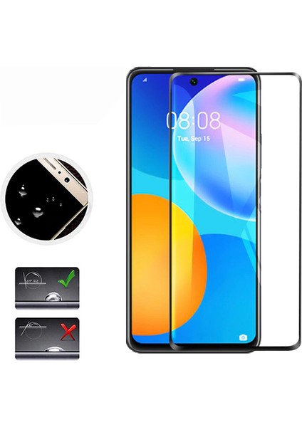 Huawei P Smart 2021 Için Kenarı Kırılmaya Dayanıklı 5d Cam Ekran Koruyucu Siyah