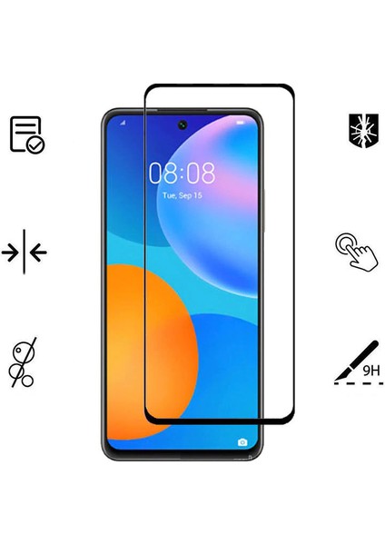 Huawei P Smart 2021 Için Kenarı Kırılmaya Dayanıklı 5d Cam Ekran Koruyucu Siyah