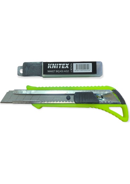 KTX-2355 Büyük Boy Metal Uçlu Maket Bıçağı + 10 Adet Yedek Bıçak Seti