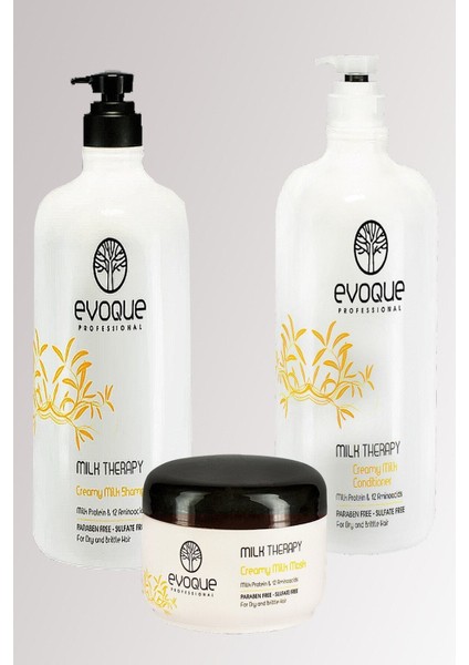 Milk Therapy Sülfatsız Şampuan 1000 ml +Saç Kremi 1000 ml + Saç Maskesi 500 ml