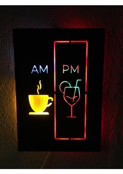 Gündüz-Gece Temalı LED Işıklı Ahşap Tablo 50X33CM modelleri