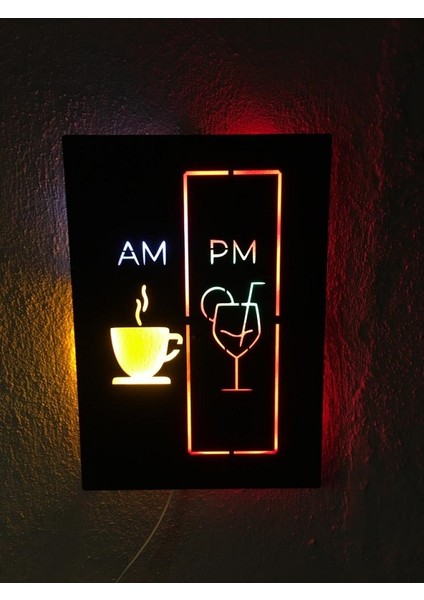 Gündüz-Gece Temalı LED Işıklı Ahşap Tablo 50X33CM fırsatları