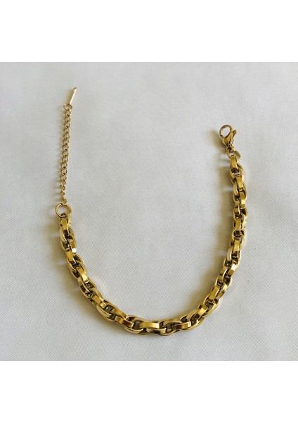 316L Çelik Zincir Bileklik 22 cm Gold