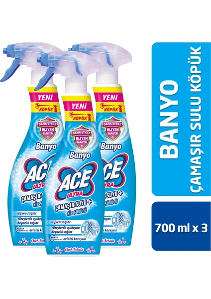 Ultra Çamaşır Suyu Köpük Banyo Çiçek Kokulu 700Ml X3