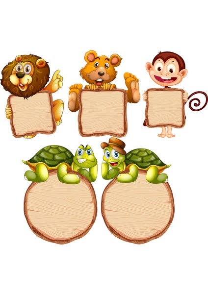 Karışık Hayvanlı Okul Defter- Kitap Etiketi(Stickerı) (4x4 cm 24 Adet)