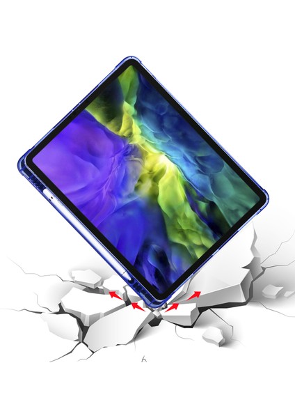 Kny Apple Ipad Pro 12.9 2021 Için Kalem Koymalı Arkası Silikon Standlı Trifolding Kılıf