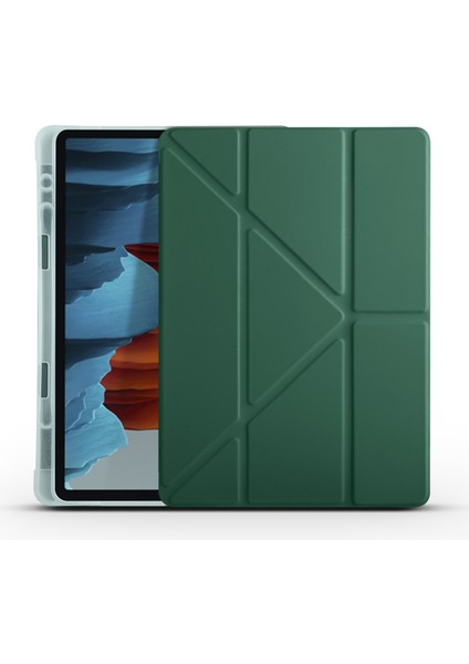 Samsung Galaxy Tab S7 T870 Için Kalemlikli Standlı Arkası Silikon Trifolding Kılıf