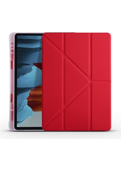 Samsung Galaxy Tab S7 T870 Için Kalemlikli Standlı Arkası Silikon Trifolding Kılıf