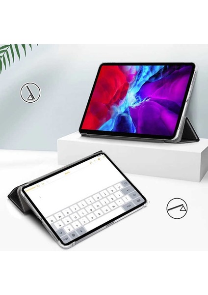 Kny Apple Ipad Pro 11 2020 Için Standlı Kapaklı Arkası Şeffaf Sert Smart Case Mavi