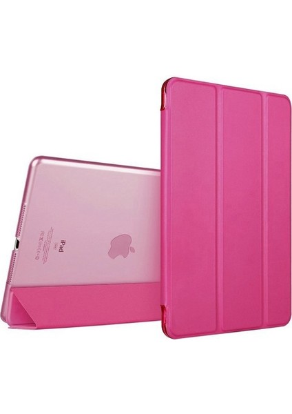 Apple Ipad Pro 10.5 Kılıf Standlı Kapaklı Arkası Şeffaf Sert Smart Case Pembe