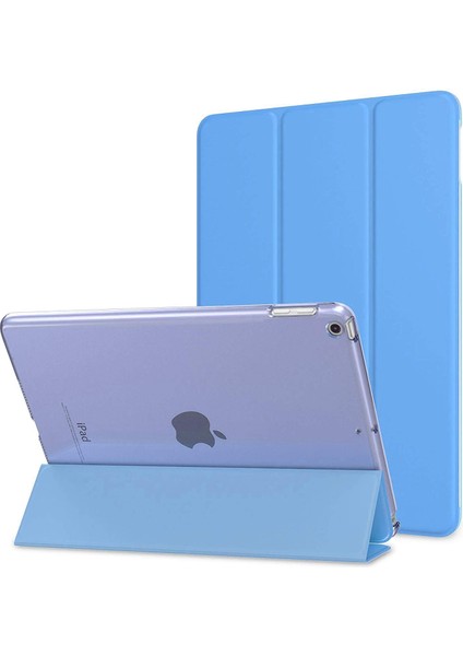 Apple Ipad Air Kılıf Standlı Kapaklı Arkası Şeffaf Sert Smart Case Mavi