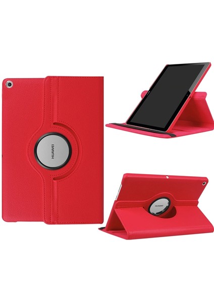 Huawei Madiapad T3 7 Inç Kılıf Dönerli Standlı Kapaklı Suni Deri Kırmızı