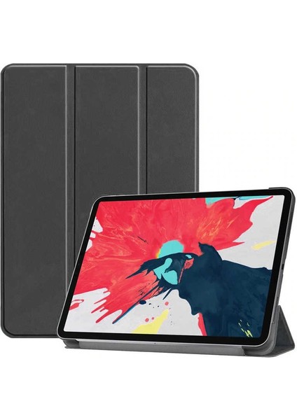 Apple Ipad Pro 11 2020 Için Standlı Kapaklı Arkası Şeffaf Sert Smart Case Siyah