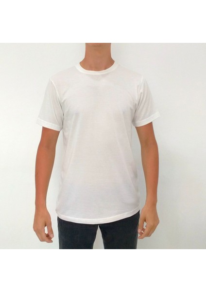 Erkek Beyaz T-Shirt Bisiklet Yaka Basic