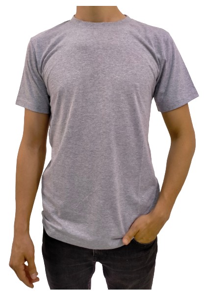 Erkek Gri T-Shirt Bisiklet Yaka Basic fırsatları