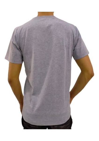 Erkek Gri T-Shirt Bisiklet Yaka Basic