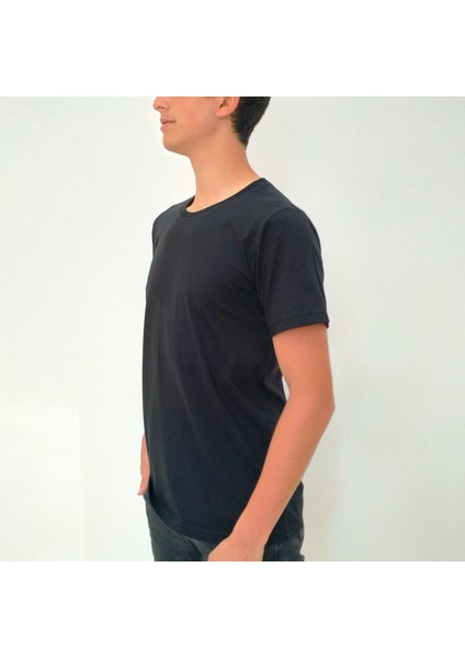 Erkek Siyah T-Shirt Bisiklet Yaka Basic
